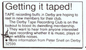 Derby Tape Club advert