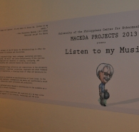 exhibit title panel w caricature by rg salazar